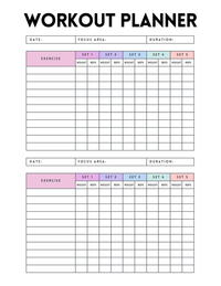 100-Workout Planner Template (Free)